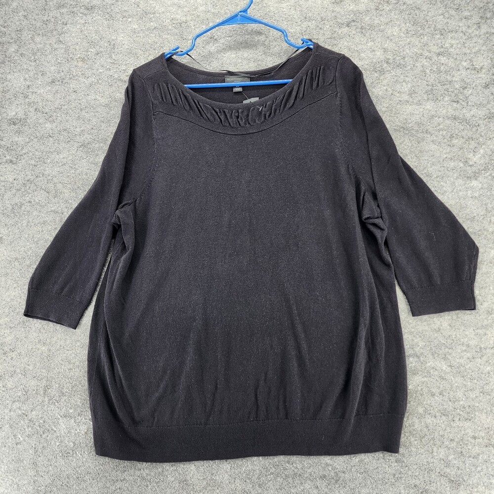 Worthington Blouse Womens 2X 3/4 Sleeve Black